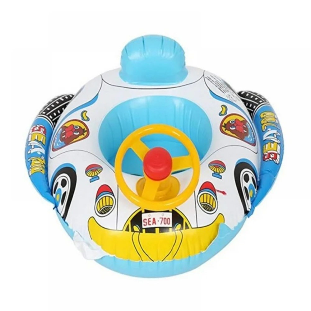 Inflatable Car-Themed Kids Pool Float - Blue and Yellow